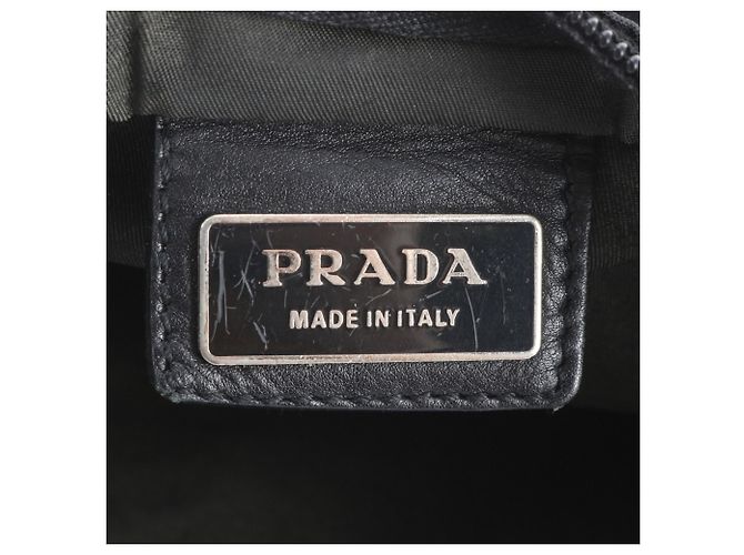 Prada Tessuto Nylon Triangle Logo Leather Bag - view 8