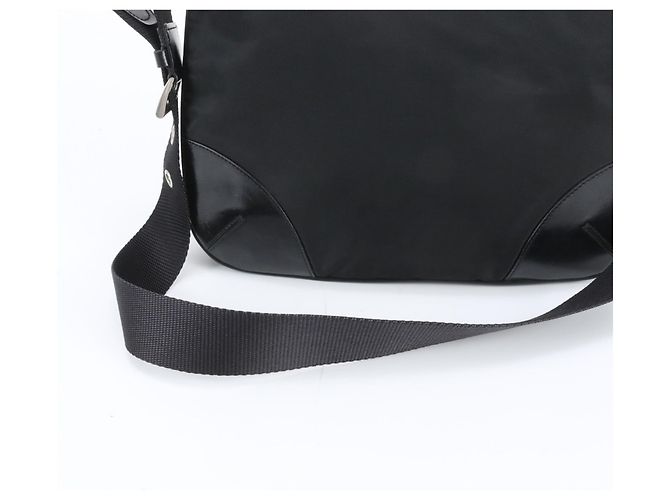 Prada Tessuto Nylon Triangle Logo Leather Shoulder Bag - view 2
