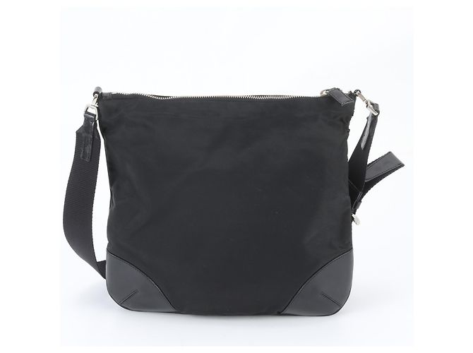 Prada Tessuto Nylon Triangle Logo Leather Shoulder Bag - view 3