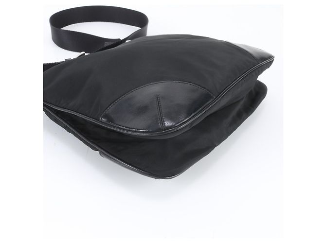 Prada Tessuto Nylon Triangle Logo Leather Shoulder Bag - view 4