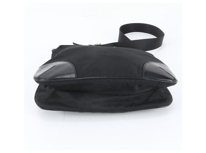 Prada Tessuto Nylon Triangle Logo Leather Shoulder Bag - view 6