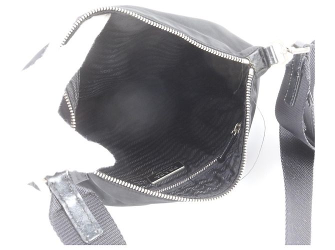 Prada Tessuto Nylon Triangle Logo Leather Shoulder Bag - view 7