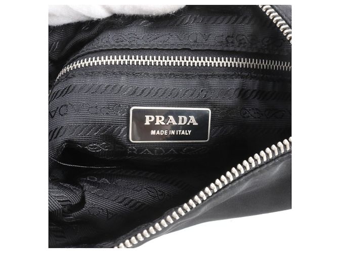 Prada Tessuto Nylon Triangle Logo Leather Shoulder Bag - view 8