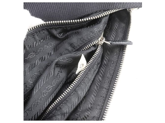 Prada Tessuto Nylon Triangle Logo Leather Shoulder Bag - view 9