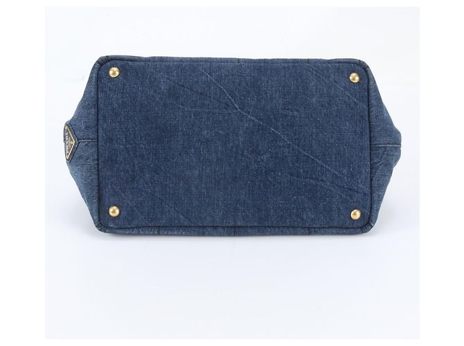 Tote Sac cabas Prada Canapa Denim Blue avec logo triangle - vue 5