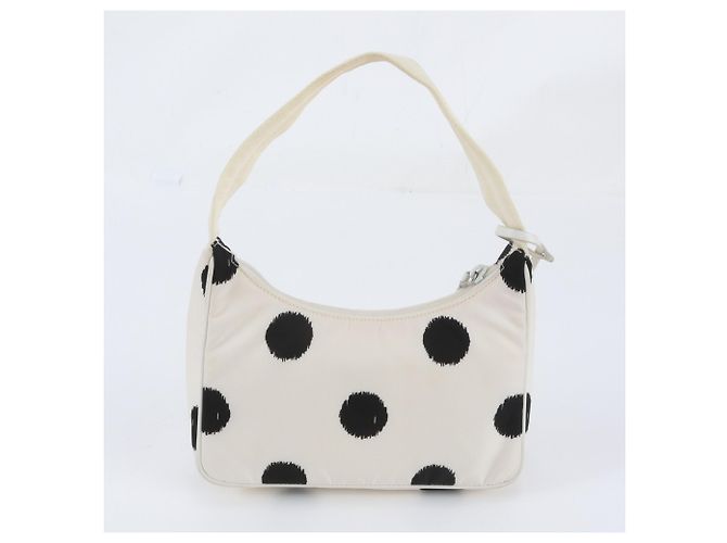 Prada Nylon Schultertasche mit Dreiecks-Logo und Leder mit Polka Dots - Ansicht 3