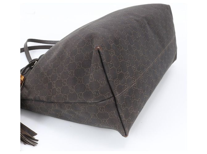 Bamboo Borsa Tote Gucci GG Canvas con nappina in bambù - vista 4