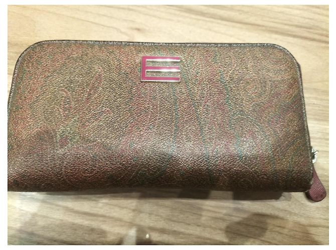 Etro portafoglio in pelle marrone con monogramma - vista 3