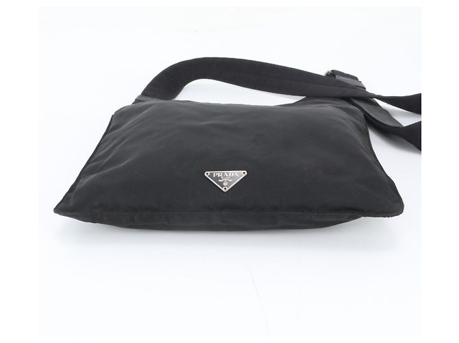 Prada Tessuto Nylon Triangle Logo Leather Shoulder Bag - view 6
