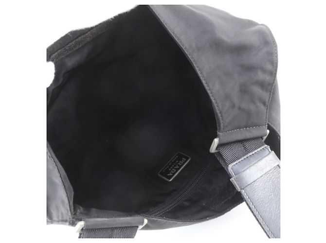 Prada Tessuto Nylon Triangle Logo Leather Shoulder Bag - view 7