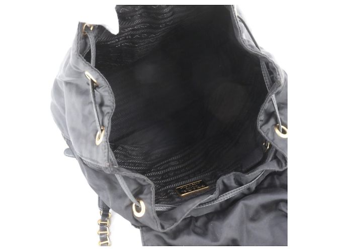 Prada Tessuto Nylon Triangle Logo Chain Leather Backpack - view 7