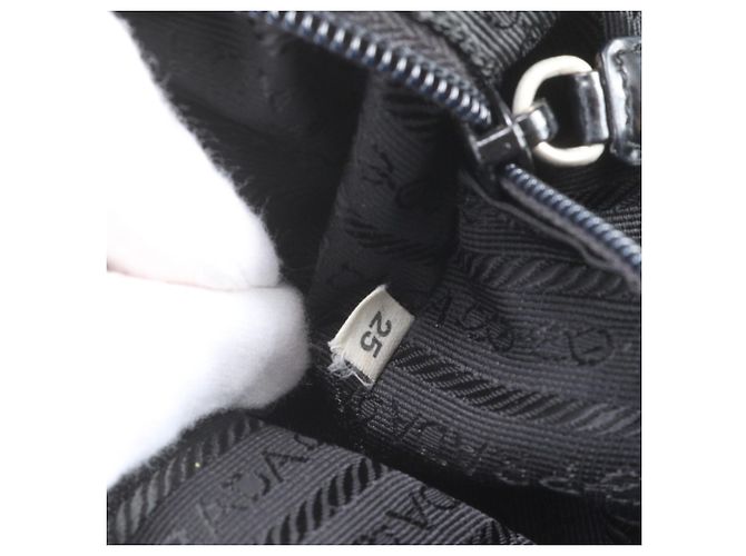 Prada Tessuto Nylon Triangle Logo Leather Shoulder Bag - view 11