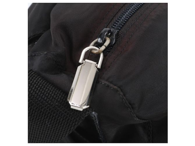 Prada Tessuto Nylon Triangle Logo Leather Shoulder Bag - view 8