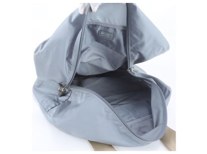 Borsa Boston Tote Prada in nylon Tessuto con logo triangolare e pelle - vista 7