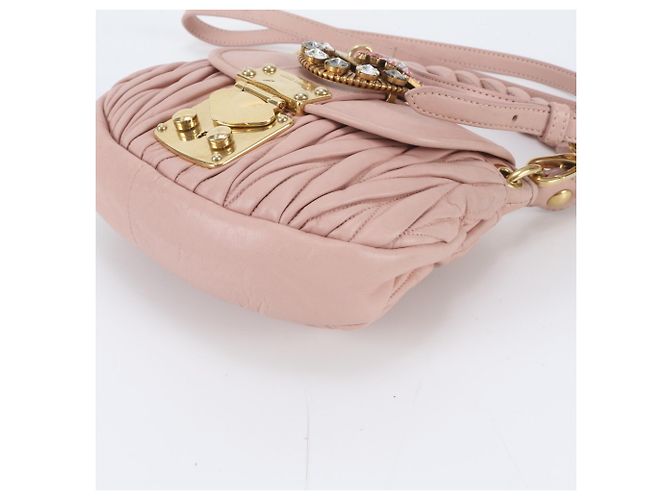 Bolsa de couro Miu Miu Matelassé Crystal Bijou - vista 6