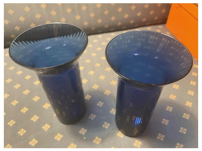 Hermès 6 Verres à eau Hermes Bleu Céruléen 9x15cm, Neufs - vue 11