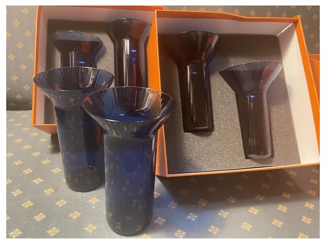 Hermès 6 Verres à eau Hermes Bleu Céruléen 9x15cm, Neufs - vue 3