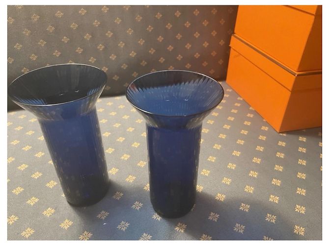 Hermès 6 Verres à eau Hermes Bleu Céruléen 9x15cm, Neufs - vue 4