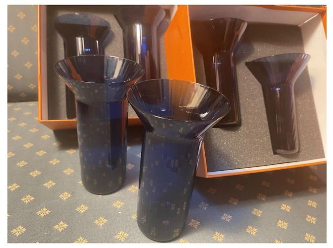 Hermès 6 Verres à eau Hermes Bleu Céruléen 9x15cm, Neufs - vue 5