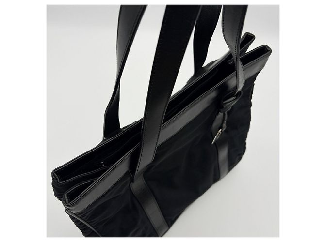 Borsa Tote Gucci in nylon e pelle nera - vista 13