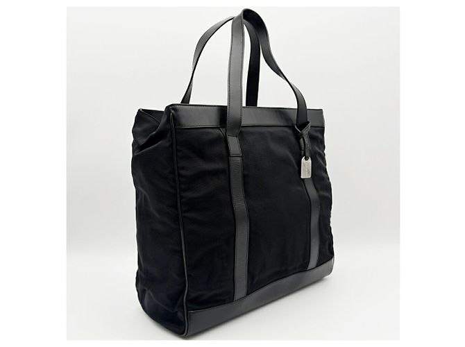 Borsa Tote Gucci in nylon e pelle nera - vista 4