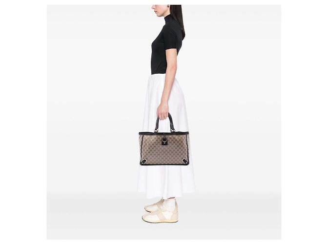 Borsa Tote Gucci Beige GG Crystal Abbey D Ring - vista 6