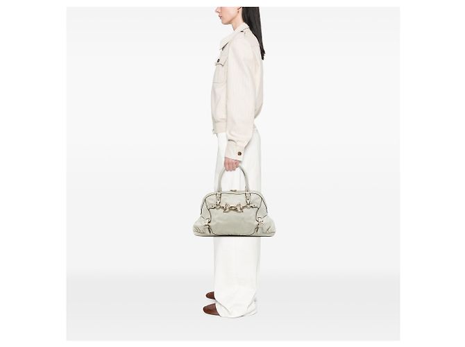 Borsa a mano Gucci Horsebit Nail media in pelle di vitello bianca - vista 6
