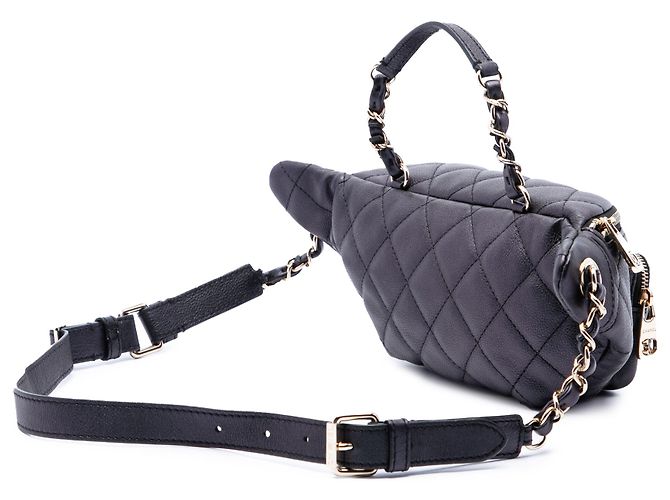 Borsa cintura Chanel All About in vitello iridescent nero - vista 2