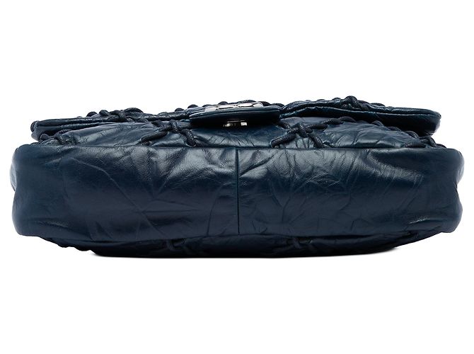 Chanel Blue Medium Quilted Crinkled Calfskin Ultra Stitch Flap - vista 3
