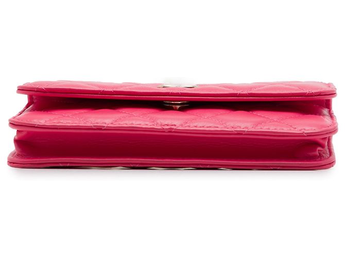 Clutch Chanel Maxi Pearls in pelle d'agnello matelassé rosa con catena - vista 3