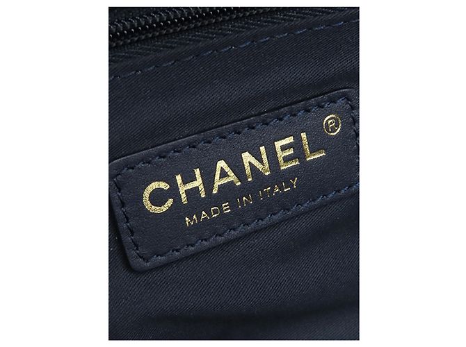 Borsa tote Chanel Deauville Medium in tela blu - vista 5