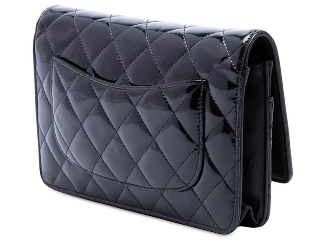 Portafoglio Chanel Black CC Quilted Patent Wallet On Chain - vista 2