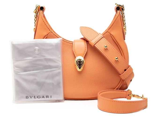 Bulgari Borsa Bvlgari Orange Small Leather Serpenti Ellipse Satchel - vista 7