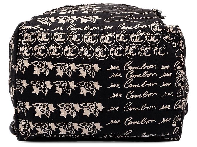Borsa Tote Chanel Black CC Canvas Grafitti con coulisse - vista 3