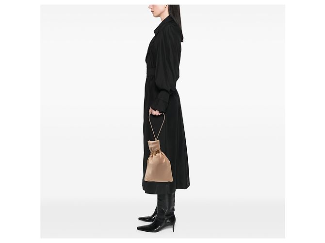 Autre Marque Pouch da sera in raso marrone con monogramma Saint Laurent - vista 5