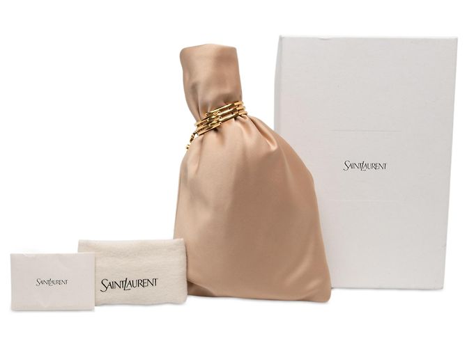 Autre Marque Pouch da sera in raso marrone con monogramma Saint Laurent - vista 6