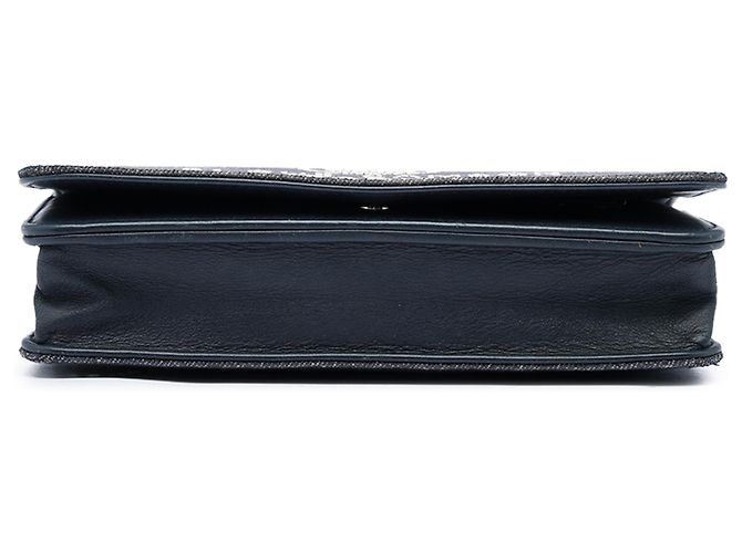 Portafoglio con catena Chanel Deauville in denim blu - vista 3