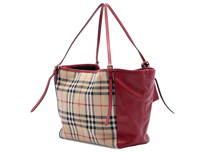 Borsa tote Burberry Canterbury Small Haymarket Check in nylon e vitello, beige - vista 2