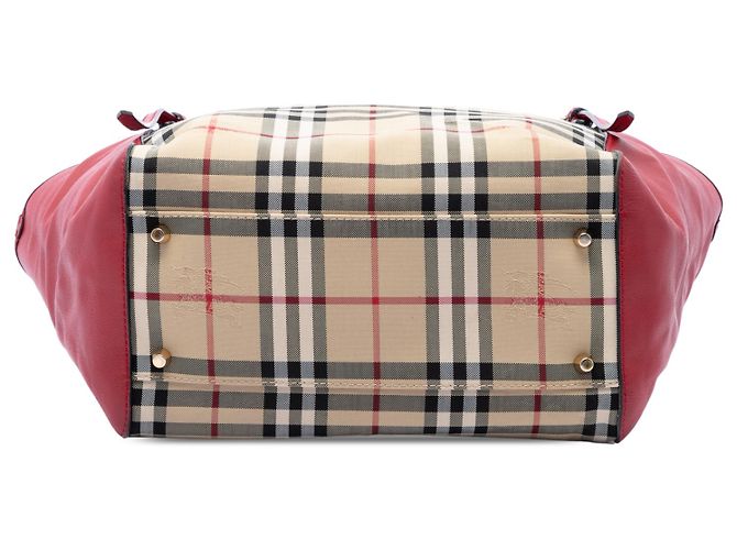 Borsa tote Burberry Canterbury Small Haymarket Check in nylon e vitello, beige - vista 3