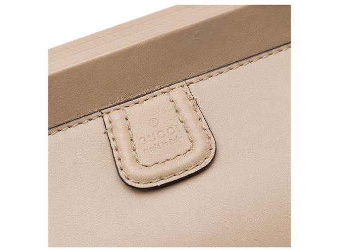 Gucci Bolsa de Alça Superior Bold Bamboo em Pele de Bezerro Bege Medium - vista 5
