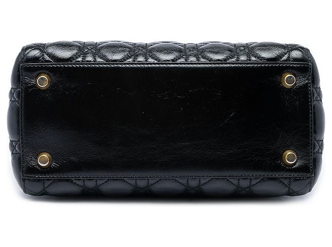 Dior Black Medium Crinkled Patent Cannage Supple Lady Dior - vista 3