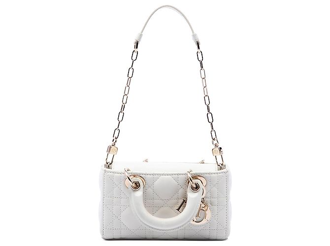 Dior White Micro Lambskin Cannage Lady D Joy - vista 2
