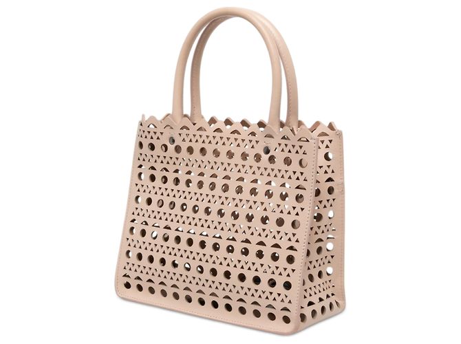 ALAÏA Tote Garance 20 em couro de bezerro Vienne castanho com corte a laser - vista 2