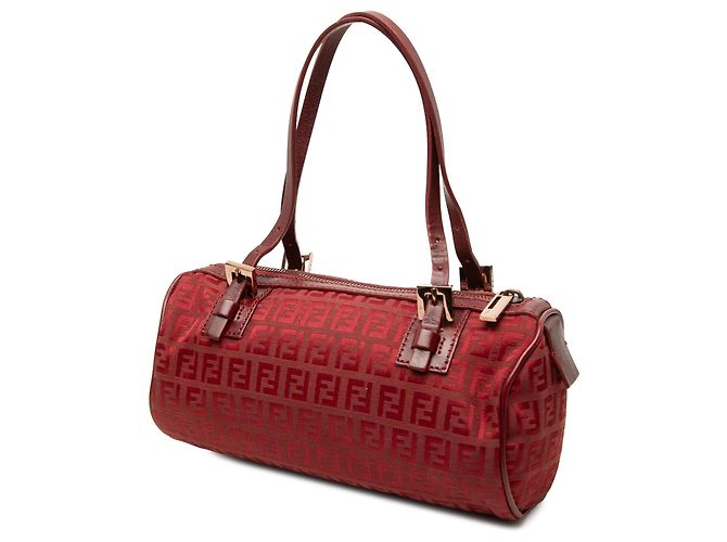 Fendi rote Zucchino Canvas Tonnenhandtasche - Ansicht 2