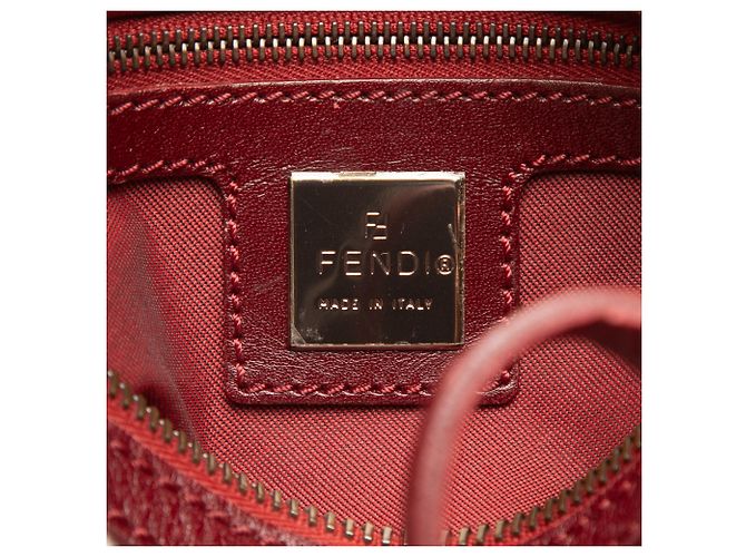 Fendi rote Zucchino Canvas Tonnenhandtasche - Ansicht 5