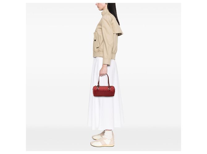Fendi rote Zucchino Canvas Tonnenhandtasche - Ansicht 6