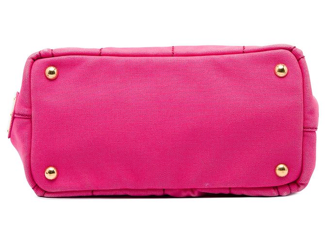 Prada Sac Tote Small Canvas Canapa Logo Rose - vue 3