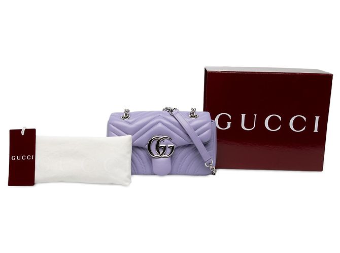 Borsa a tracolla Gucci GG Marmont Matelassé in pelle di vitello Small Viola - vista 6