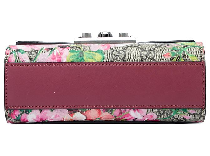 Gucci Beige Small GG Supreme Blooms Padlock Crossbody - vista 3