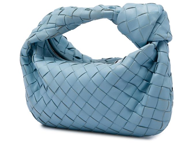 Bottega Veneta Mini Jodie in Nappa Intrecciato Blu - vista 2